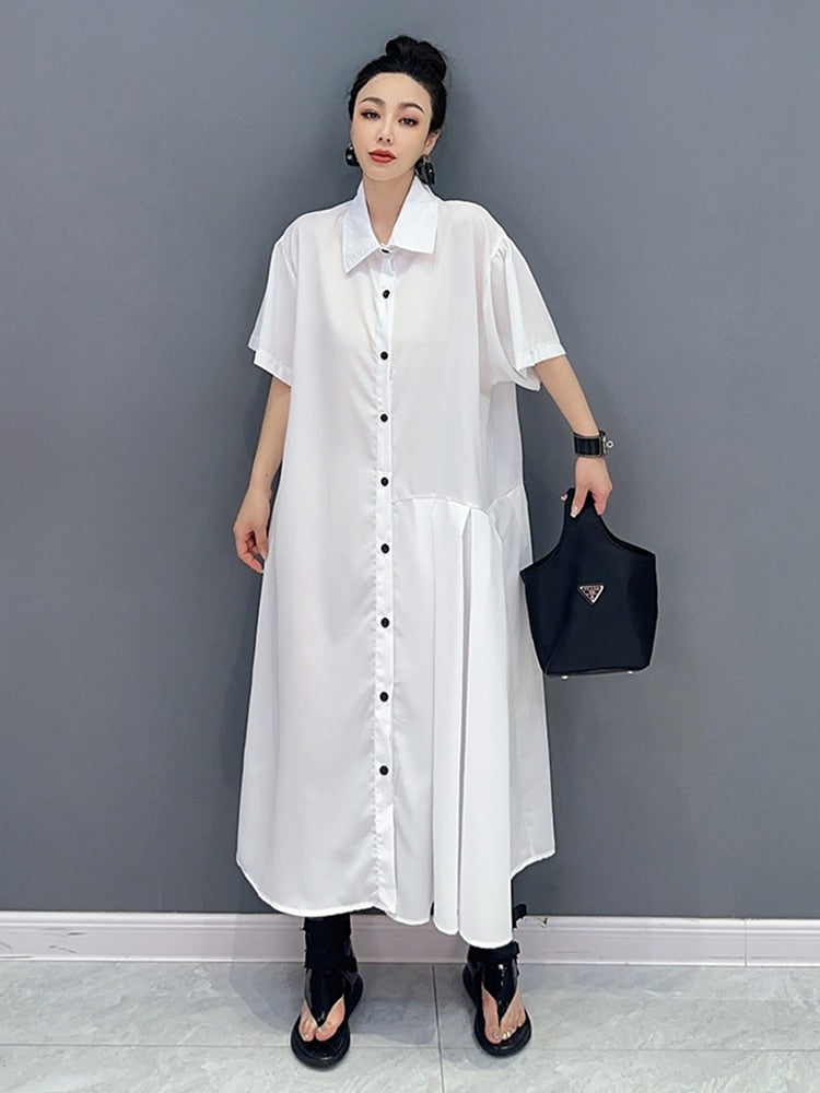 Couture Chic Oversized Vest & Blouse Dress 2-Piece Set