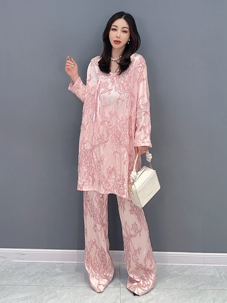 Luxe Couture Baby Pink Top & Pants 2-Piece Set