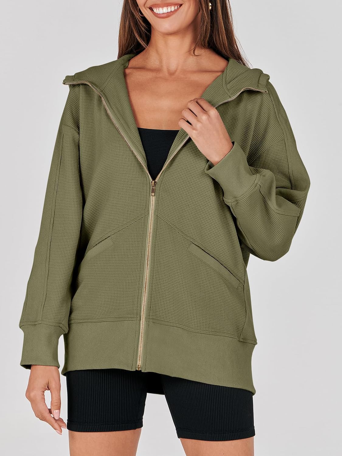 Waffle Knit Casual Jackets Outerwear