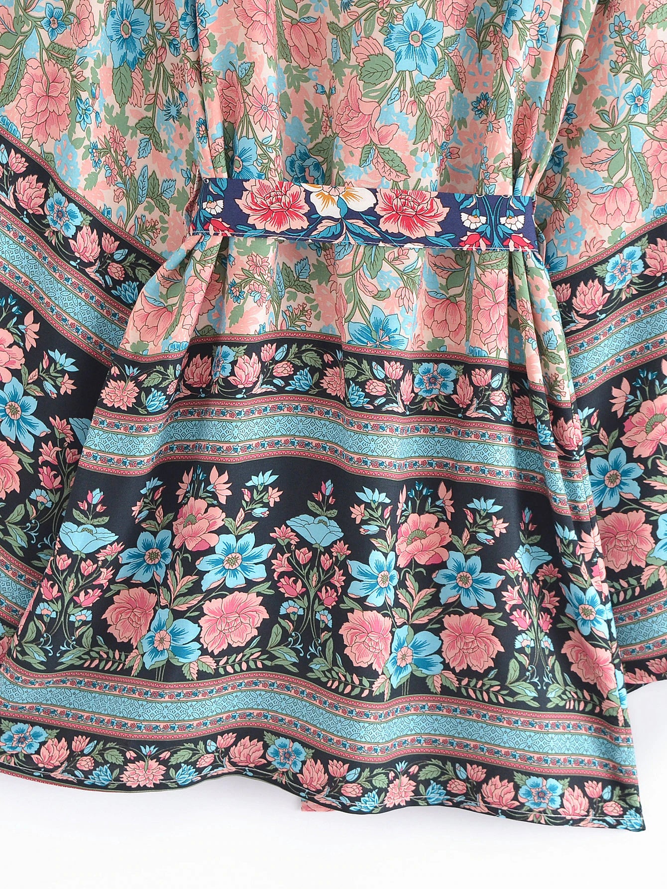 Sapphire Pink Boho Floral Print Short Robe
