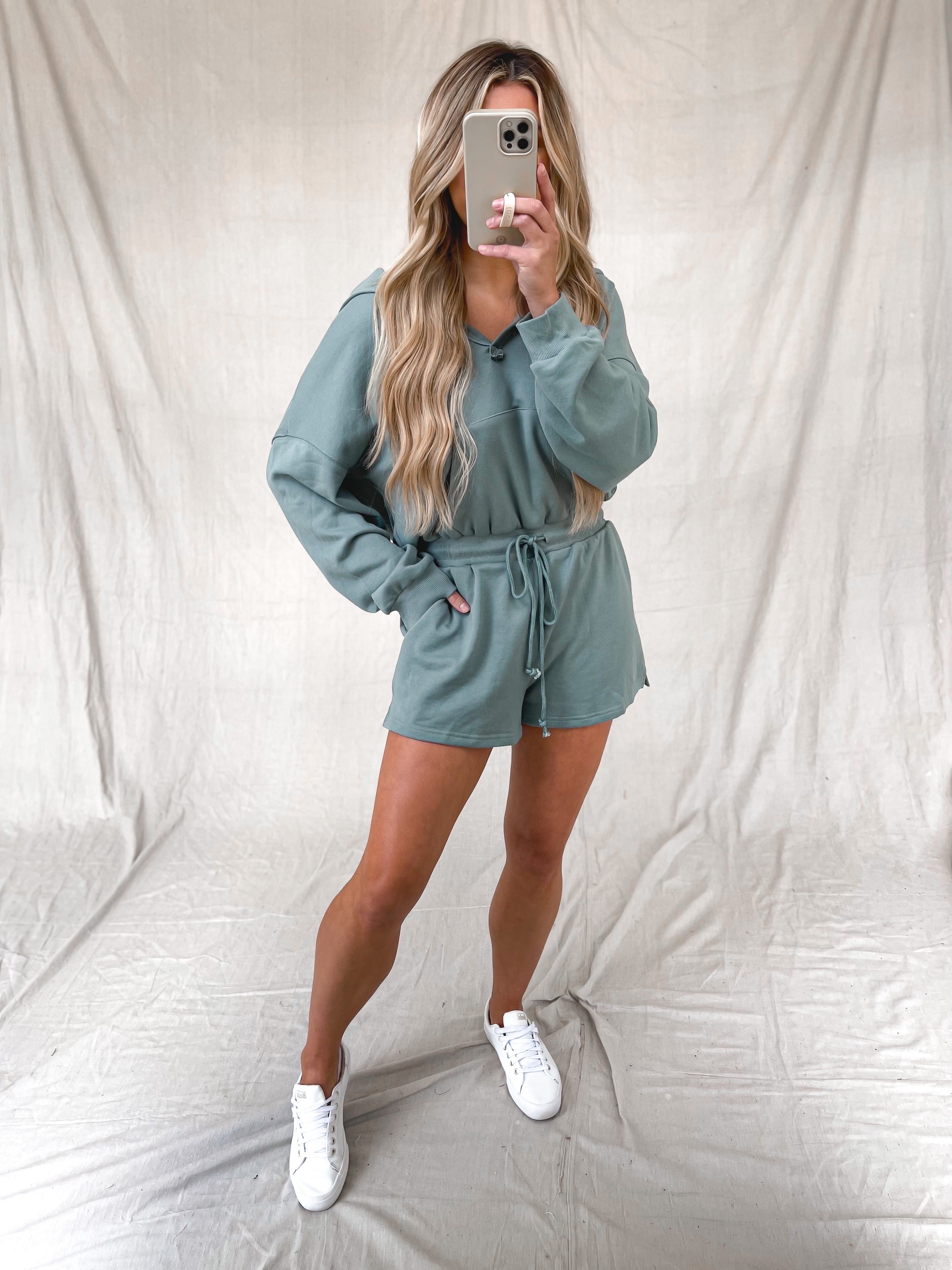 Bags Are Packed Romper in Sage