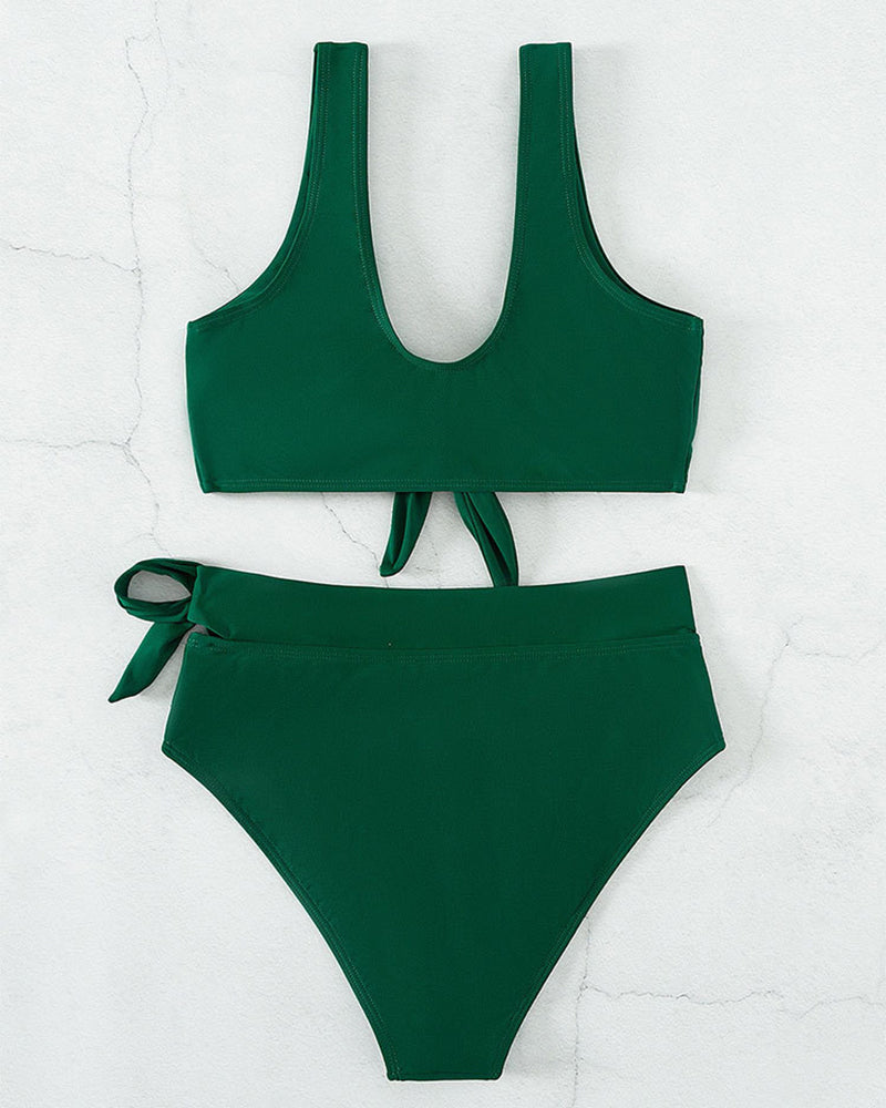 Twist Knot Bikini Sets High Waist Triangle Bottom Swimwear