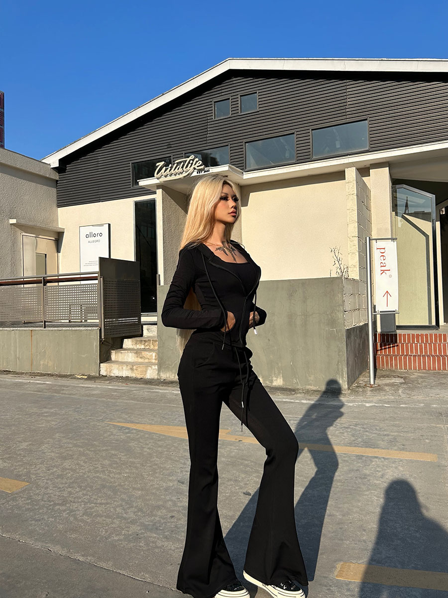 Tied Waist Hooded Sweatshirt Set