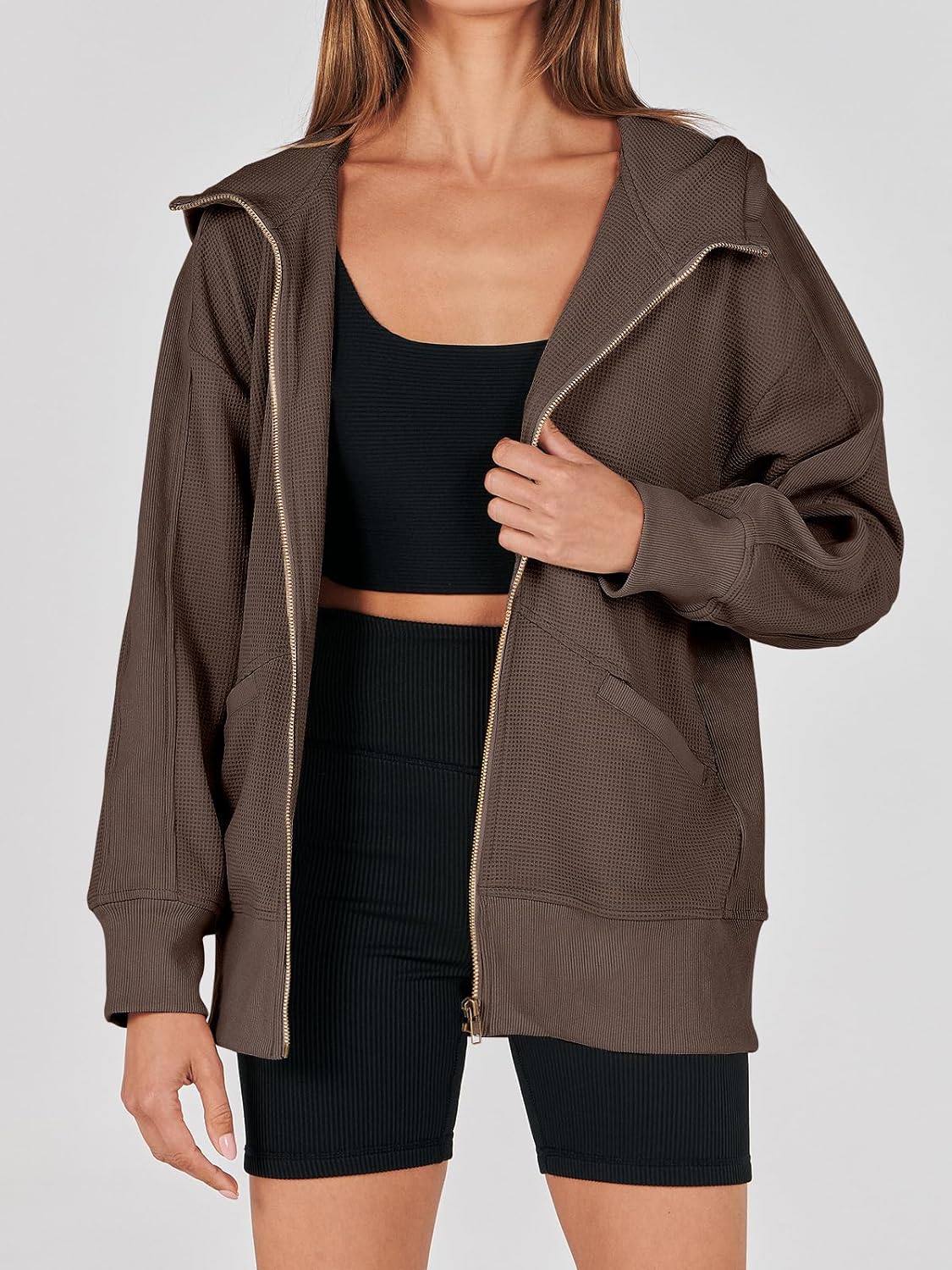 Waffle Knit Casual Jackets Outerwear