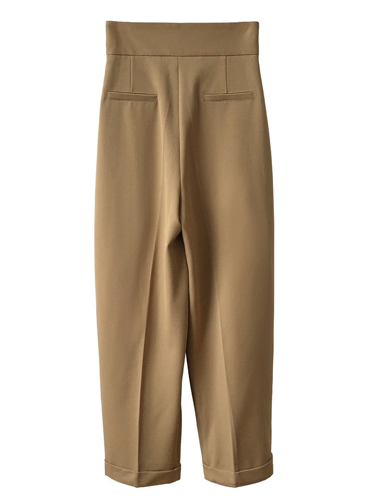 Elegant High End Pleated Wide Leg Trousers