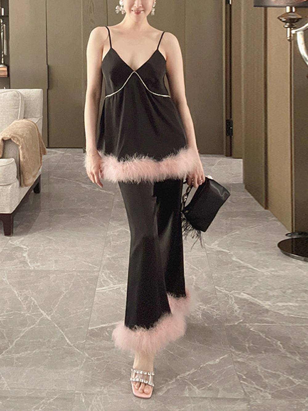 Feather Party Sling Pajamas Set