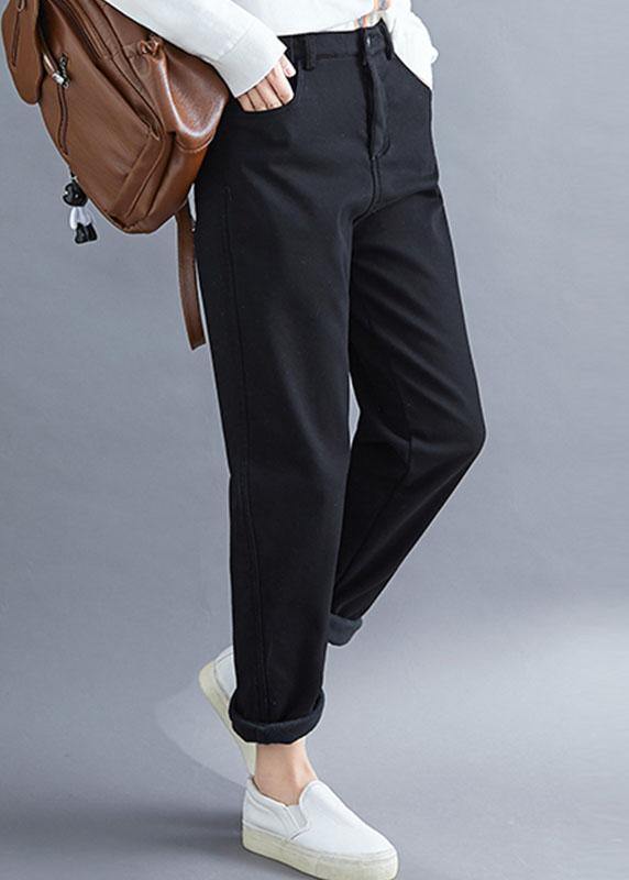 Handmade spring wild trousers oversize black Gifts pockets pants