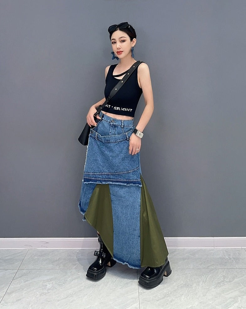 Timeless Classy Irregular Denim Skirt