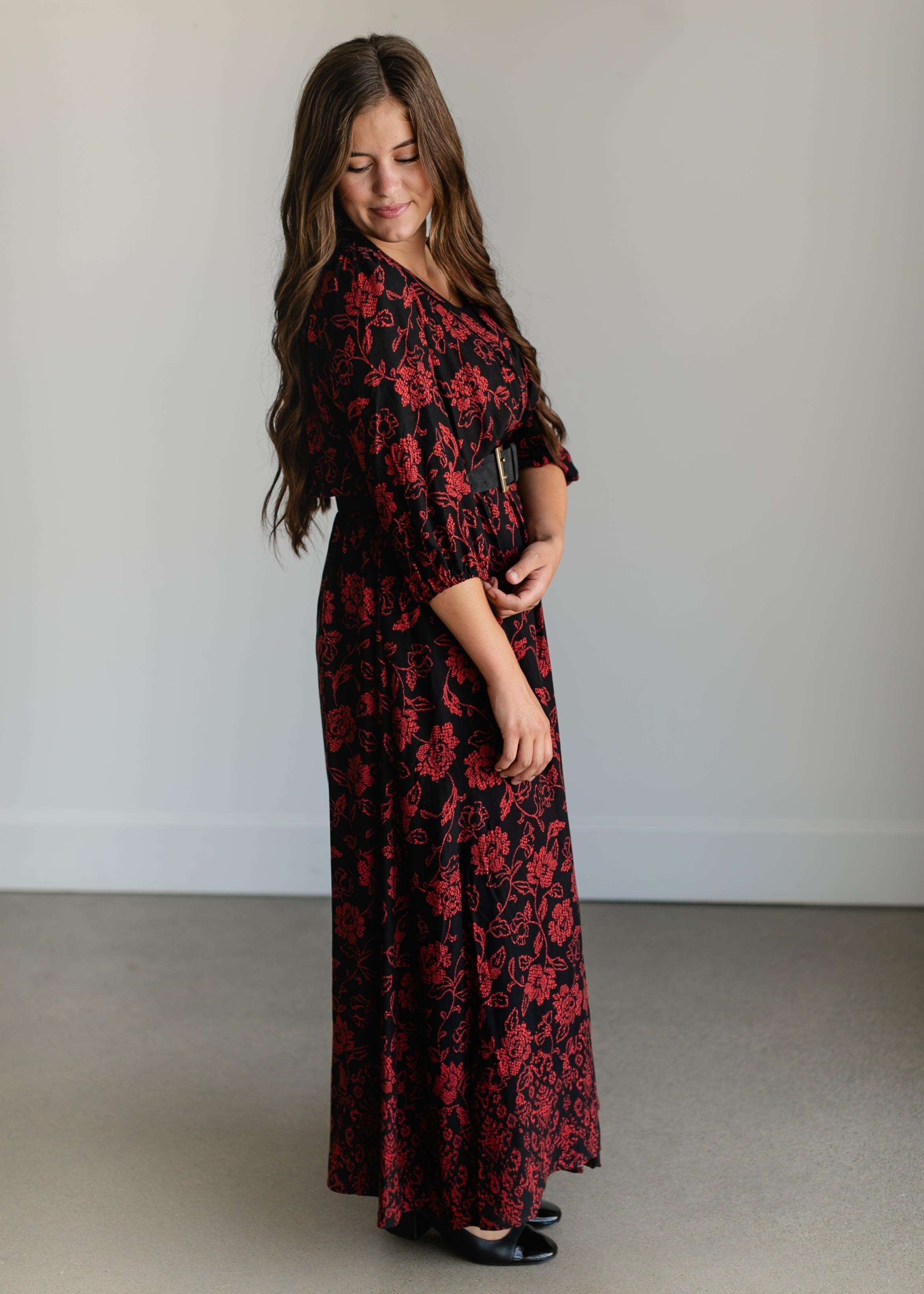 Red Floral Wrap Maxi Dress - FINAL SALE