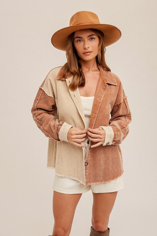 Autumn Winds Shacket in Cream/Camel