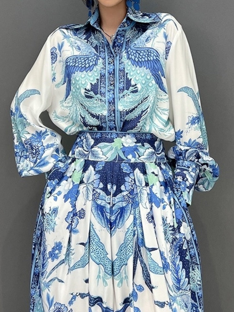 Casual Classy Loose Blouse & Wide Leg Pants 2-Piece Set