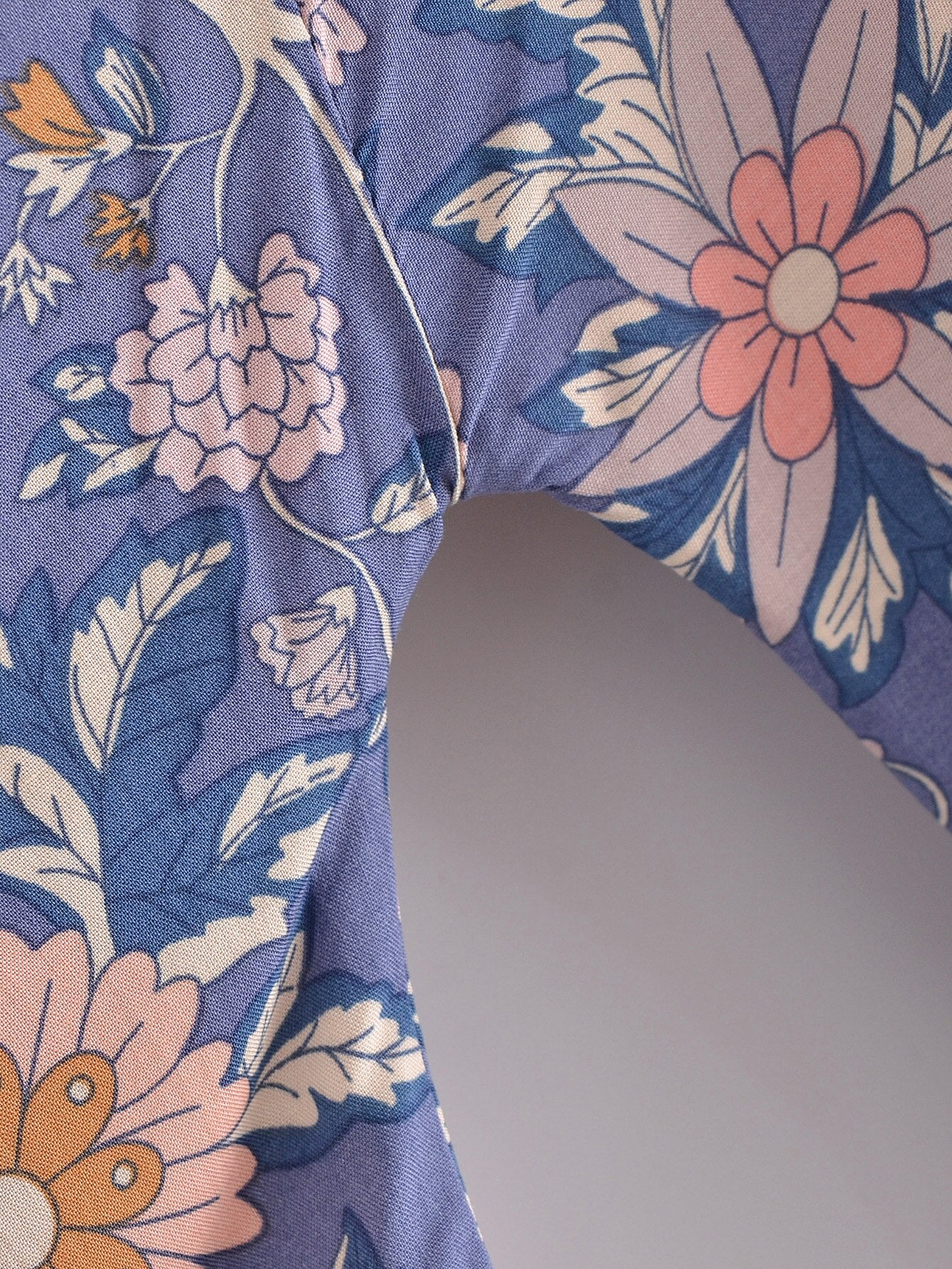 Blue Lovebirds Boho Floral Print Short Robe