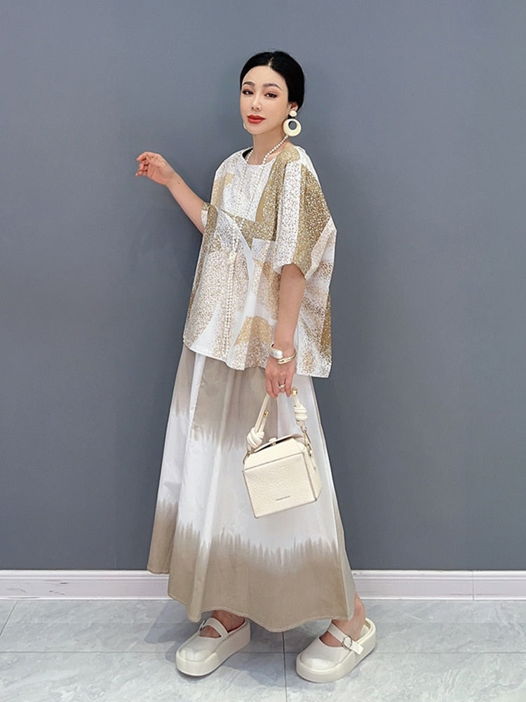 New Everyday Comfortable Chic Top & Skirt 2-Piece Set