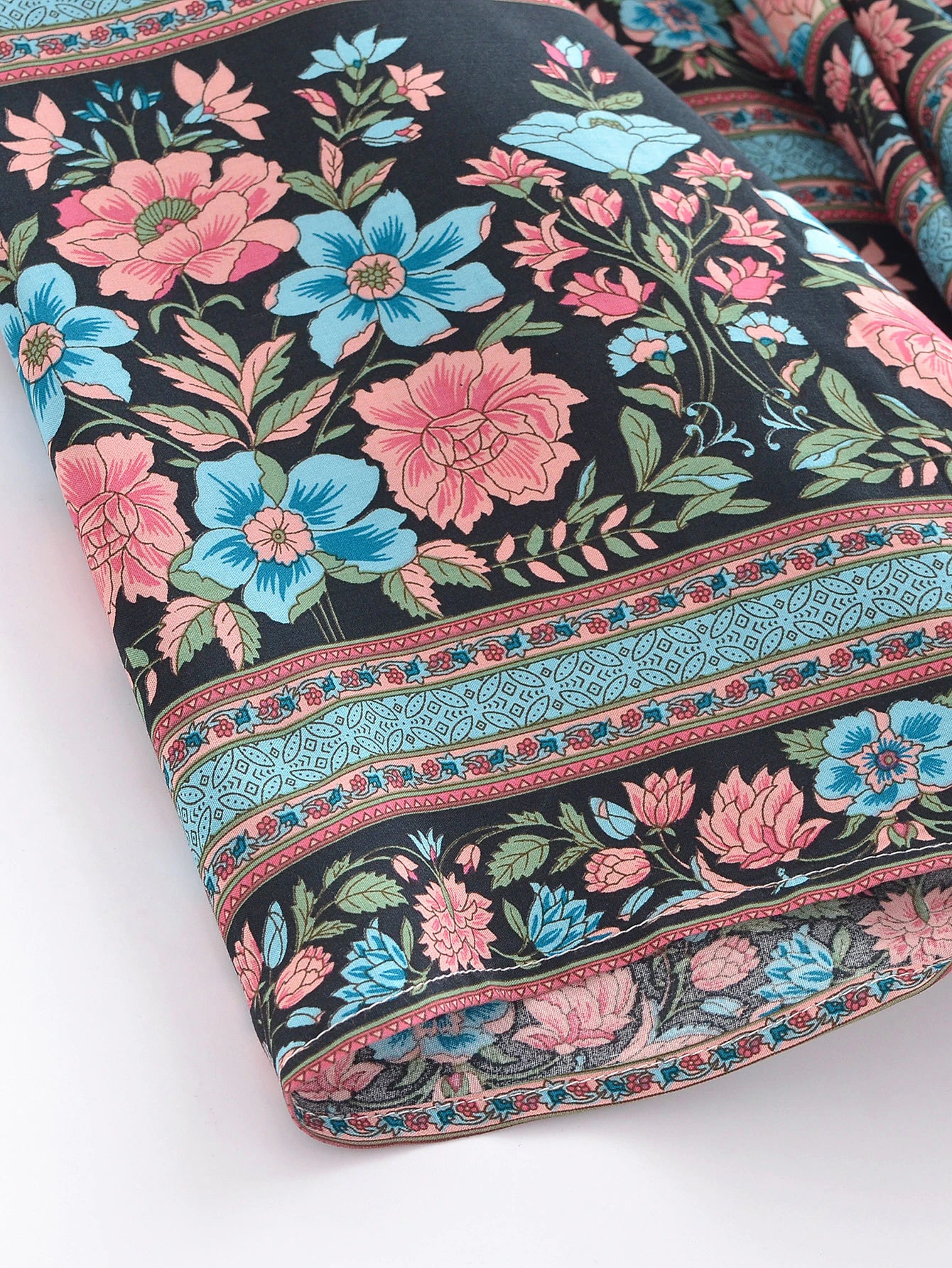 Sapphire Pink Boho Floral Print Short Robe