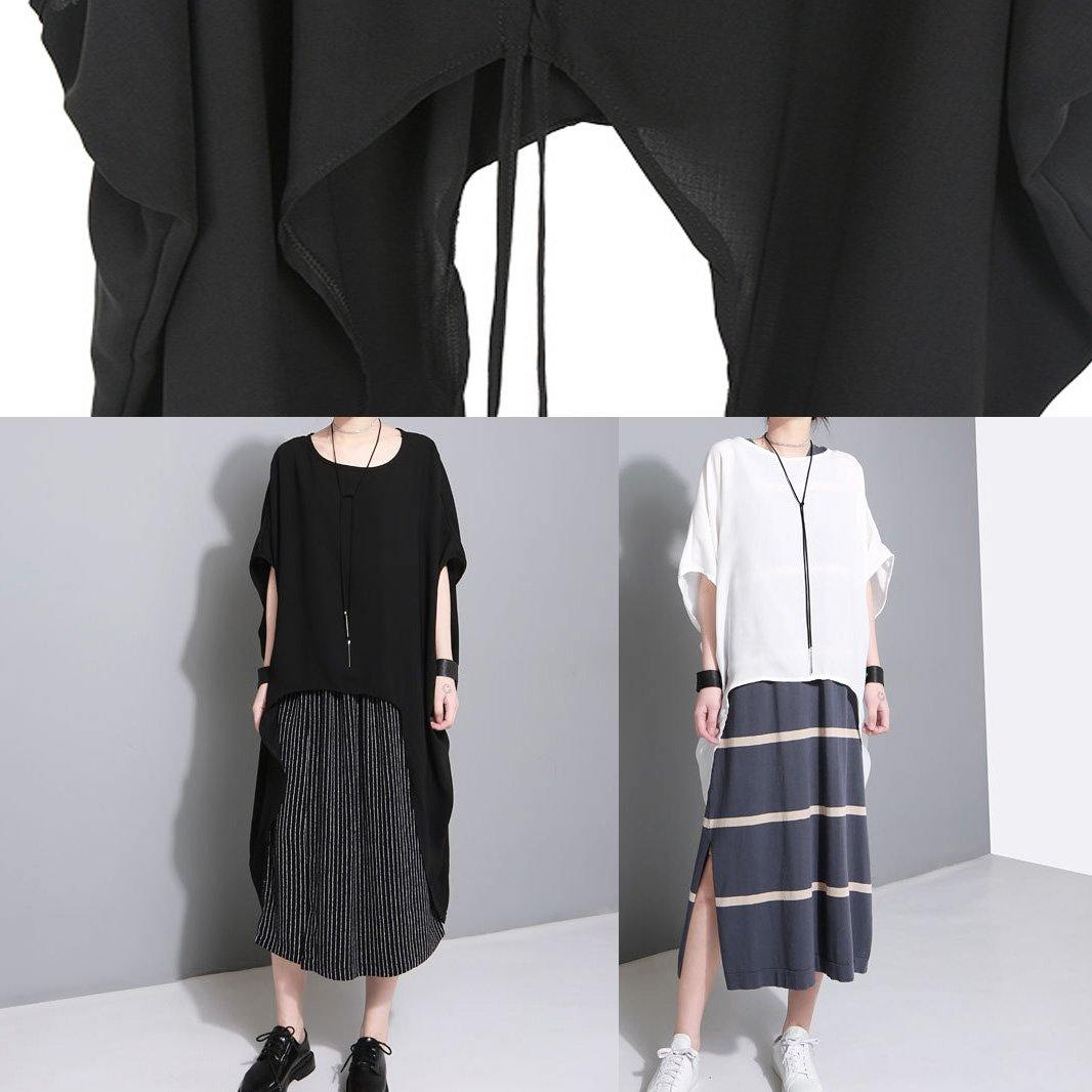 Simple black box top two ways to wear Dresses summer drawstring blouses