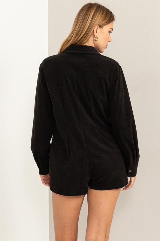 Winding Roads Romper in Black