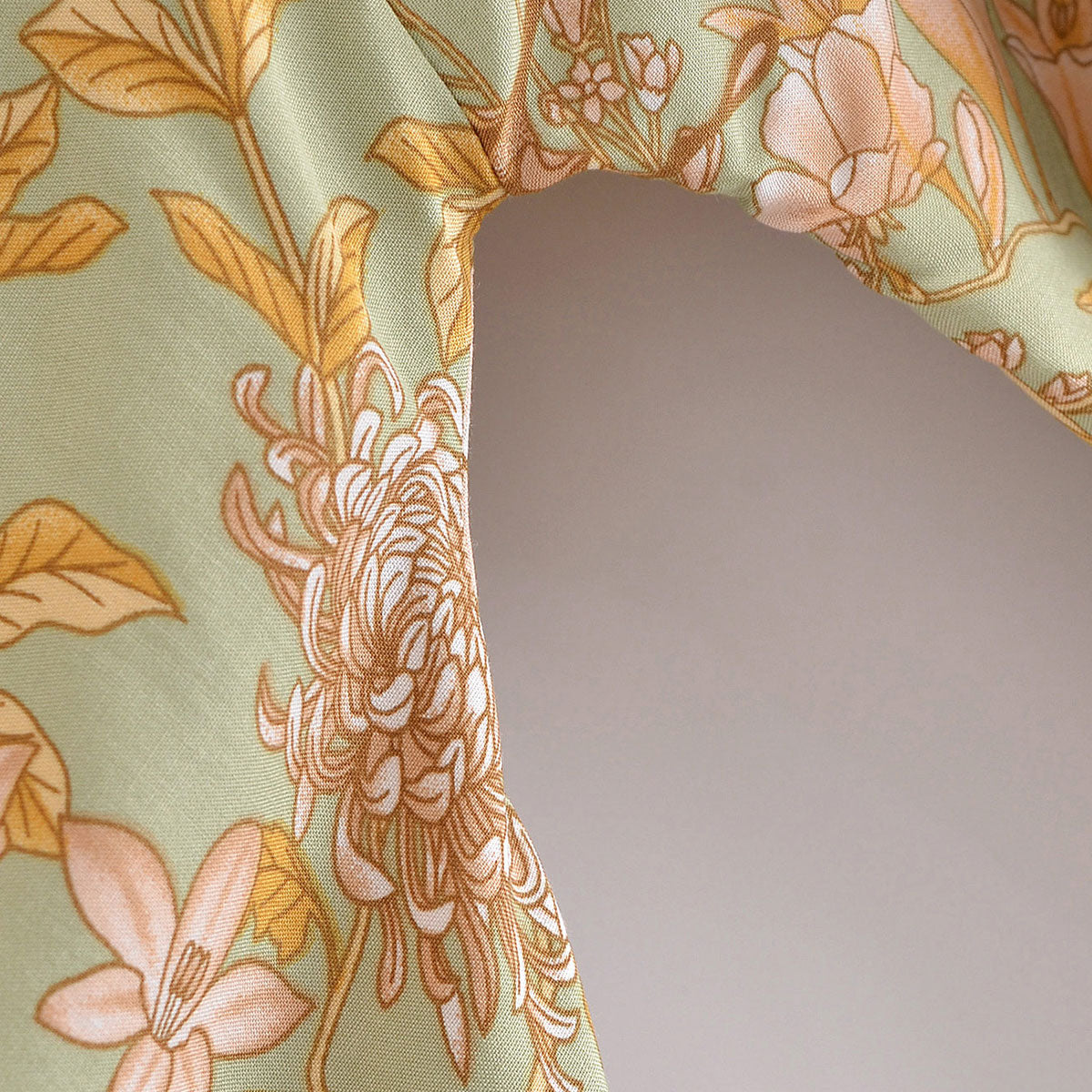 Mystic Green Butterfly Boho Floral Print Short Robe