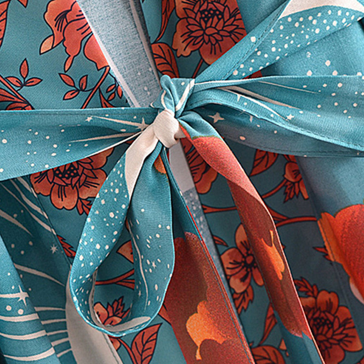 Moonstruck Teal Goddess Boho Kimono Maxi Robe