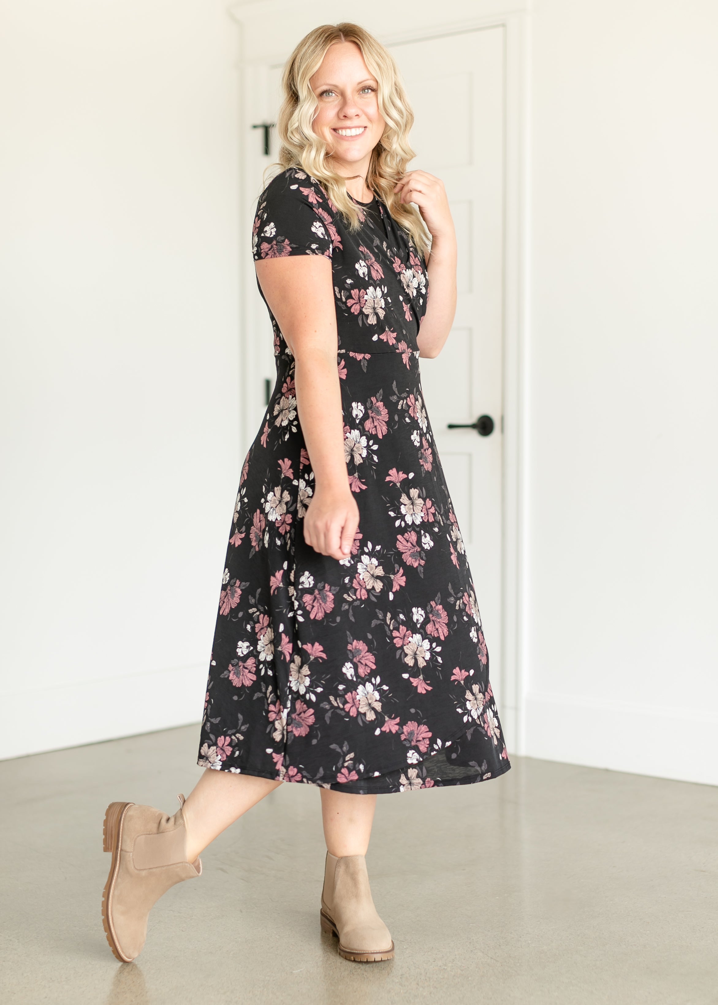 Floral Midi Wrap Dress