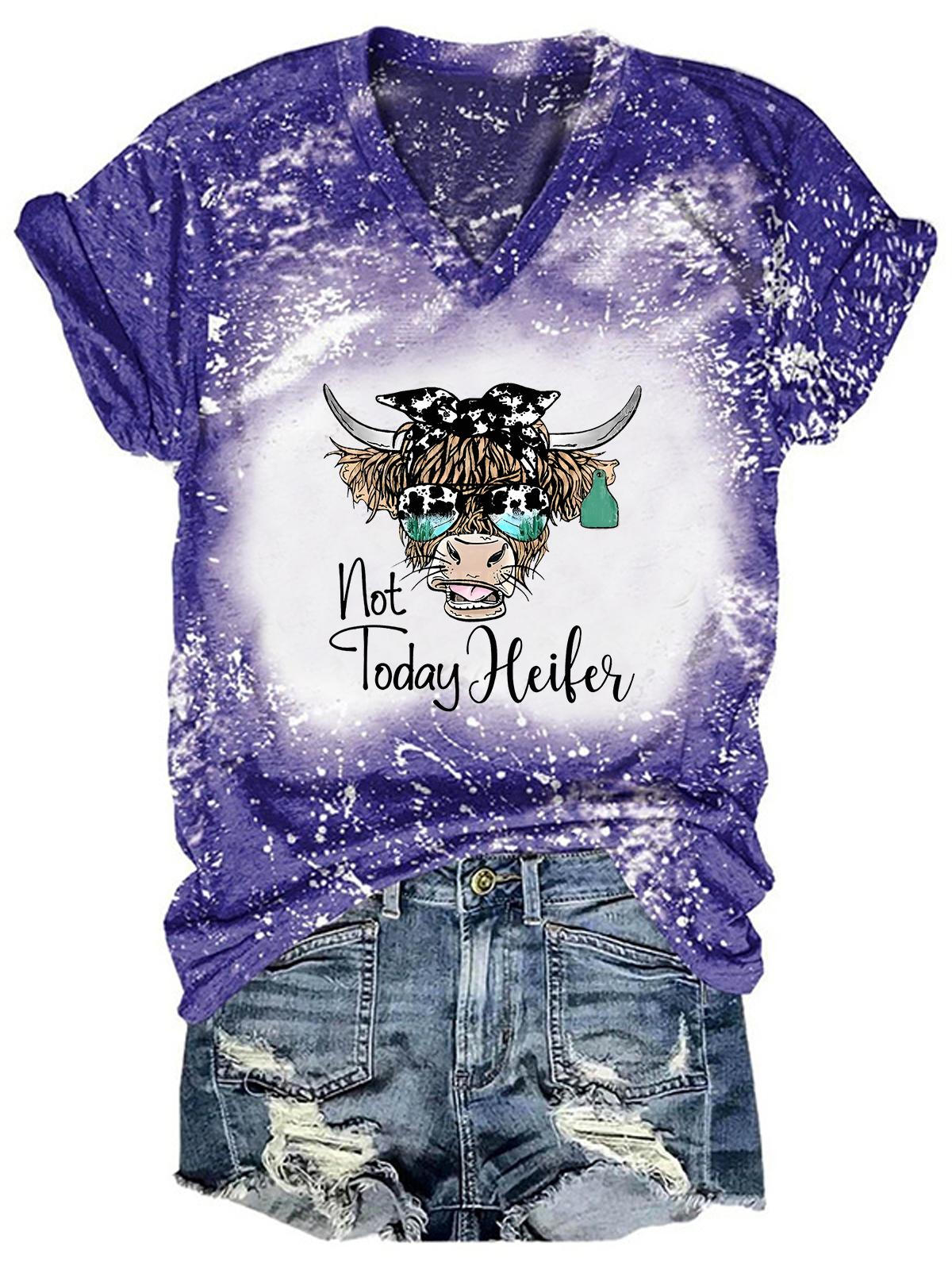 Not Today Heifer Print Tie Dye Top
