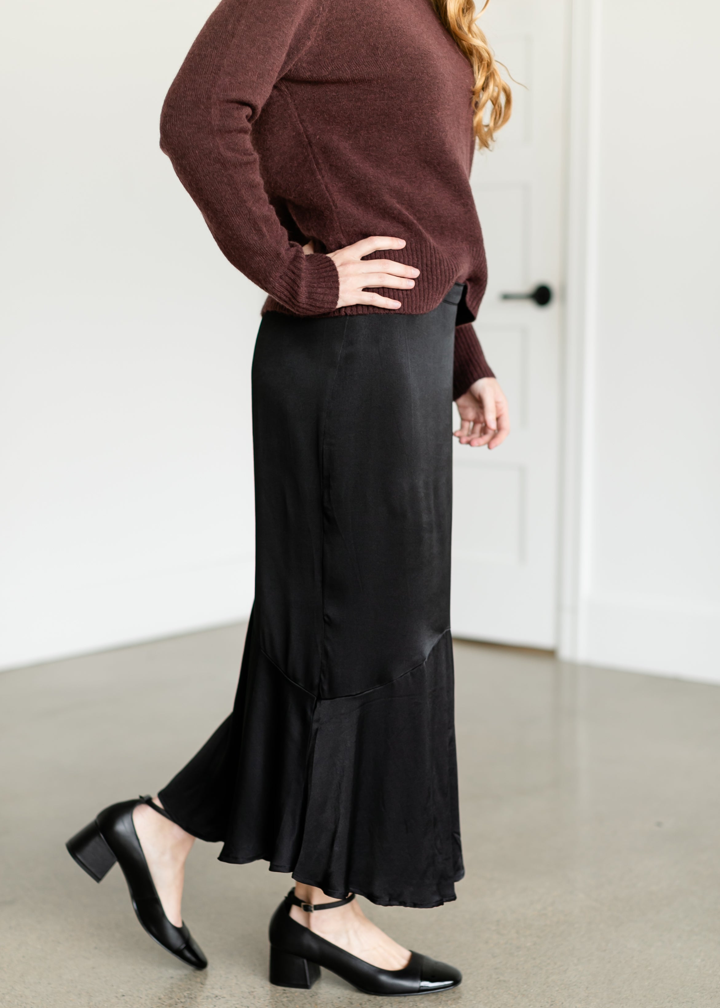 Satin Straight Fit Maxi Skirt