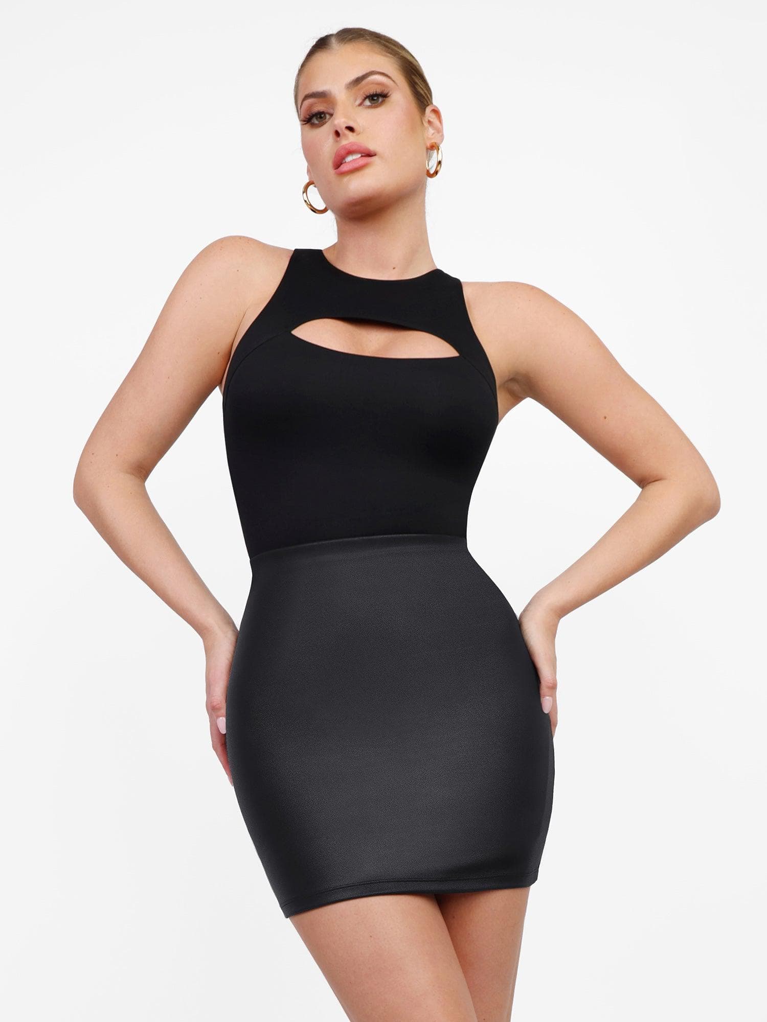 Built-In Shapewear Leather Bodysuit Or Midi Skirt Or Mini Skirt Or Leggings