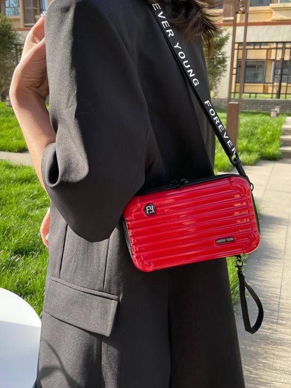 Women's Plain Suitcase Design Letter ShoulderStrap Crossbody Bag