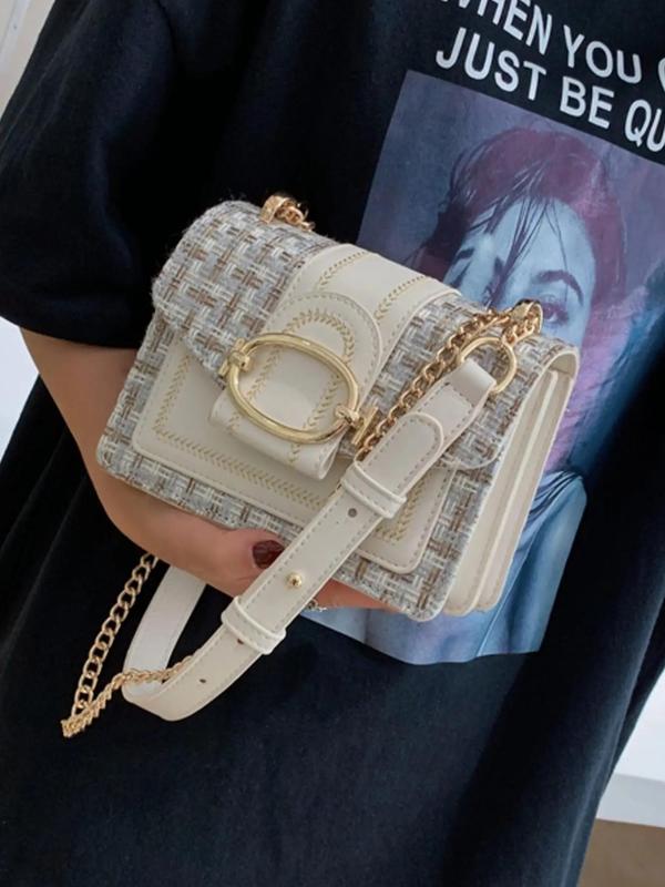 2024 New Trendy Fashion Check Plaid Chain PuLeather Flap Shoulder Lux Bag