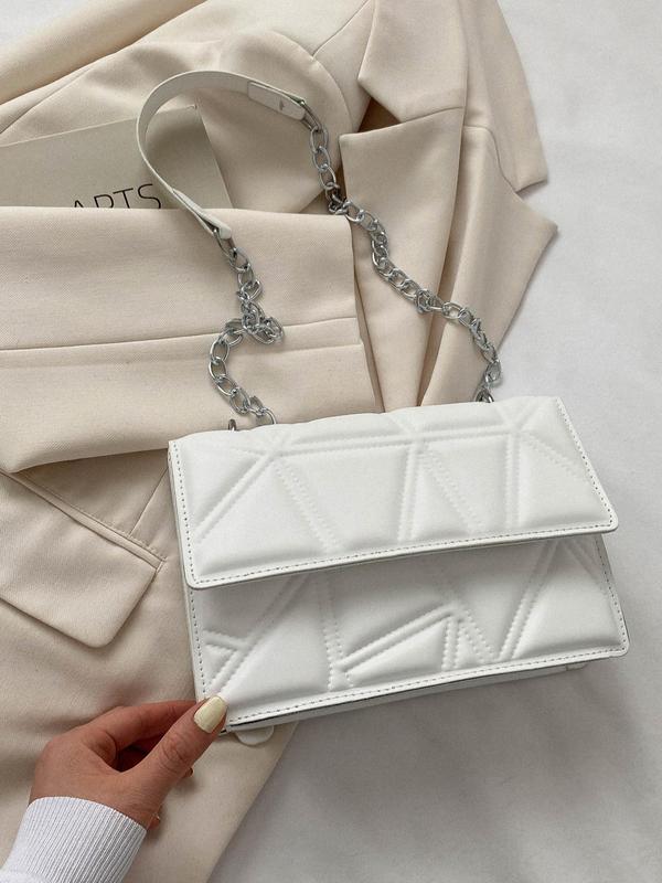 Women's Pu Leather Quilted Chain Flap Shoulder Bag