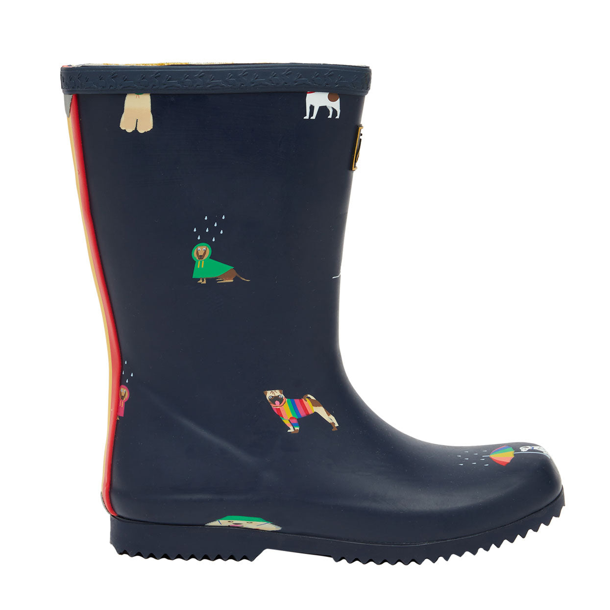 Joules Girls Junior Multi Dogs Roll Up Flexible Printed Welly