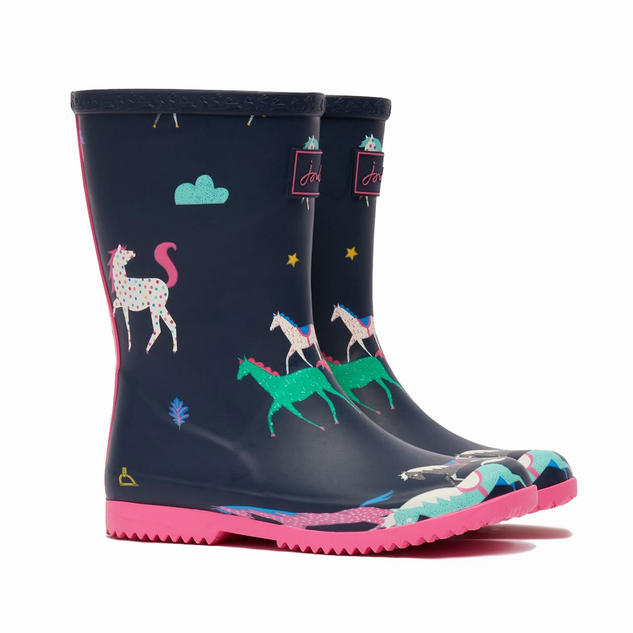 Joules Girls Jnr Roll Up Flexible Printed Welly