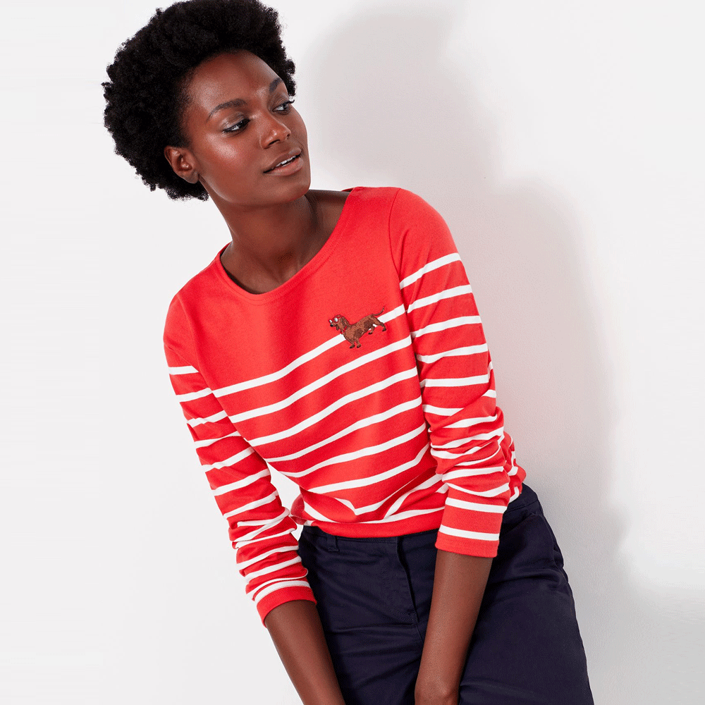 Joules Ladies Harbour Emb Long Sleeve Jersey Top
