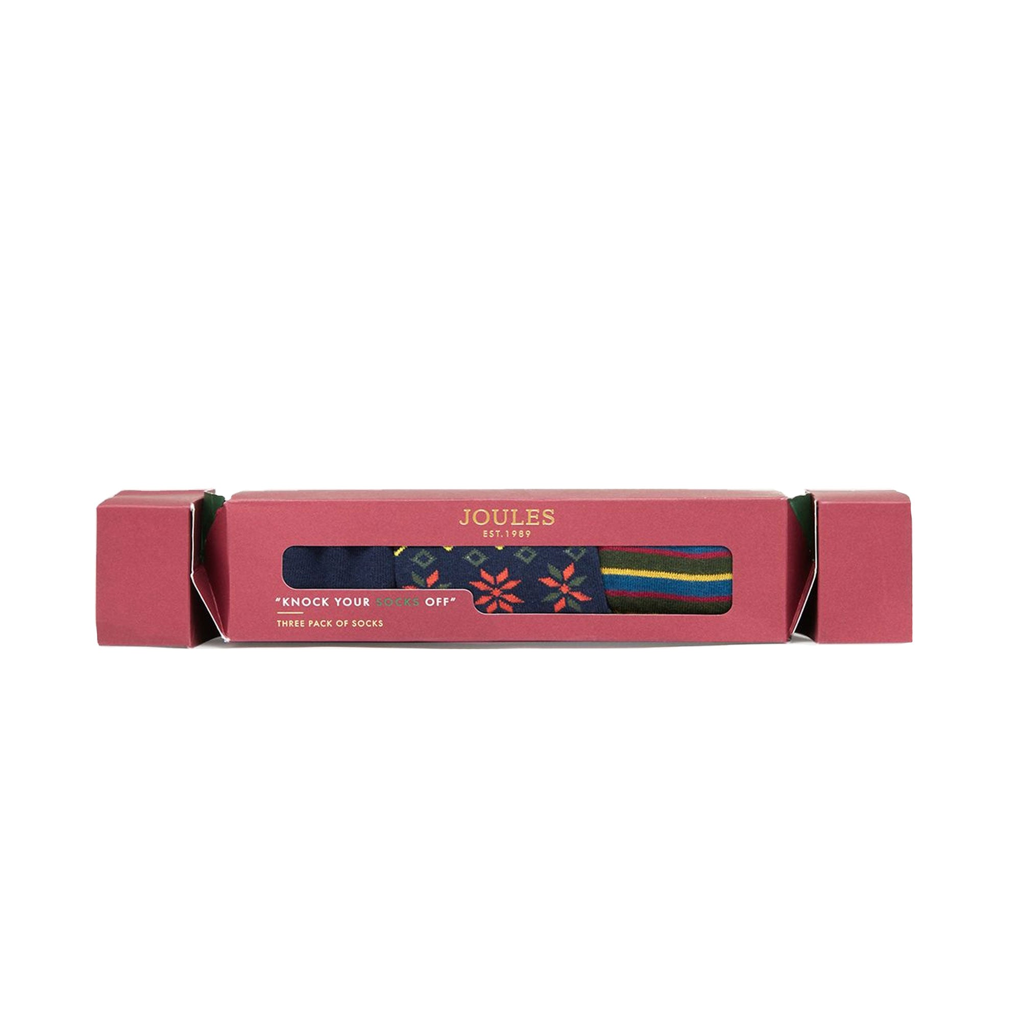 Joules Mens Festive 3Pk Socks In Cracker Packaging