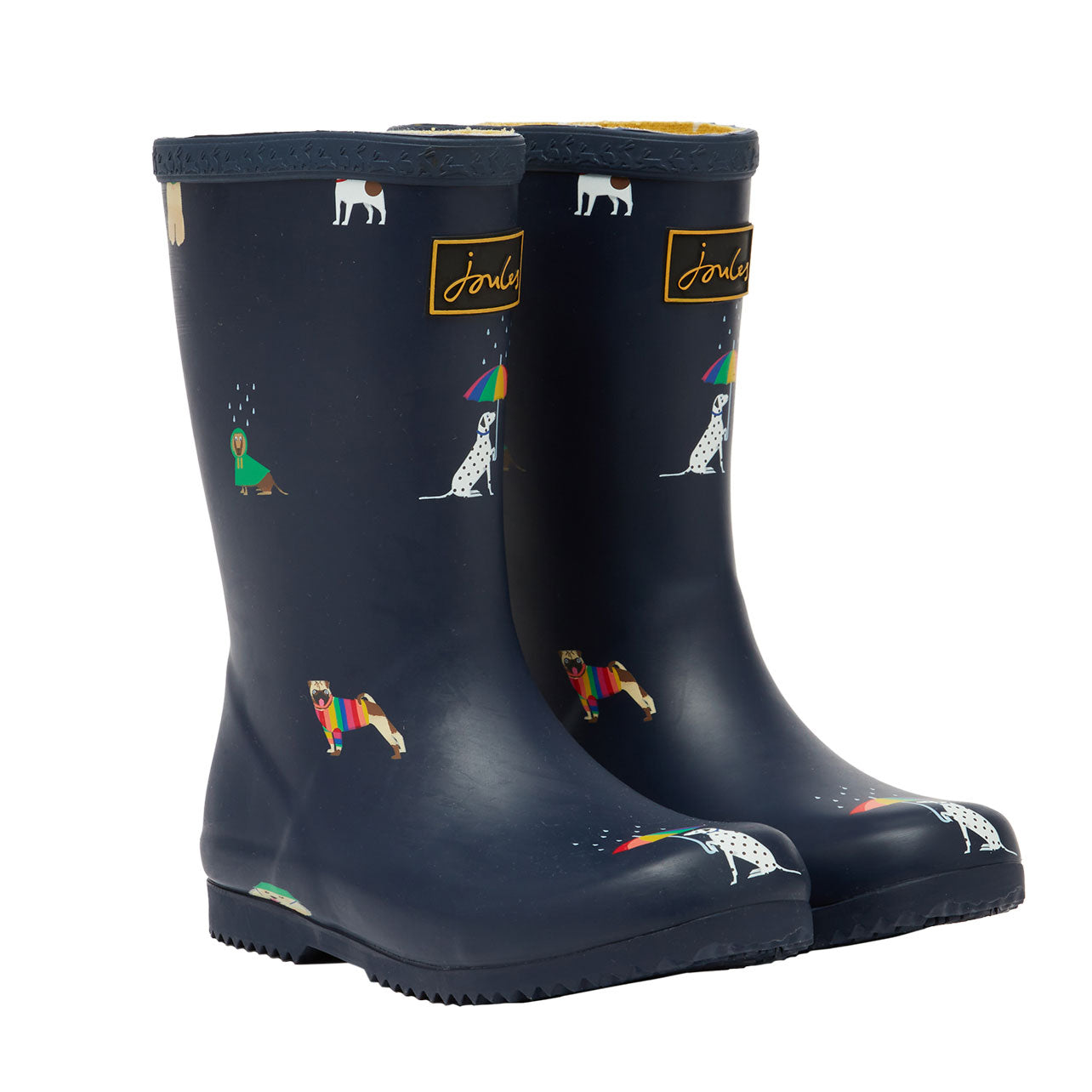 Joules Girls Junior Multi Dogs Roll Up Flexible Printed Welly