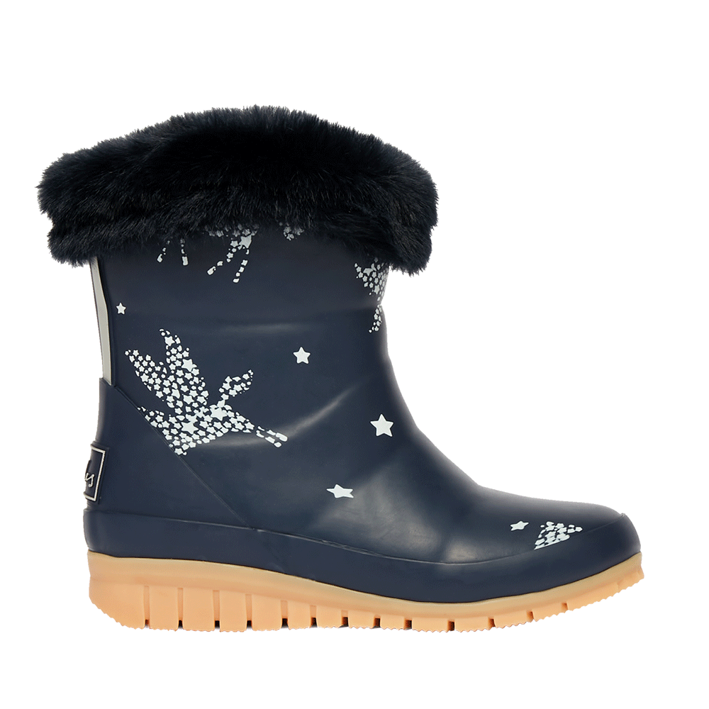 Joules Girls Chilton Faux Fur Topped Welly