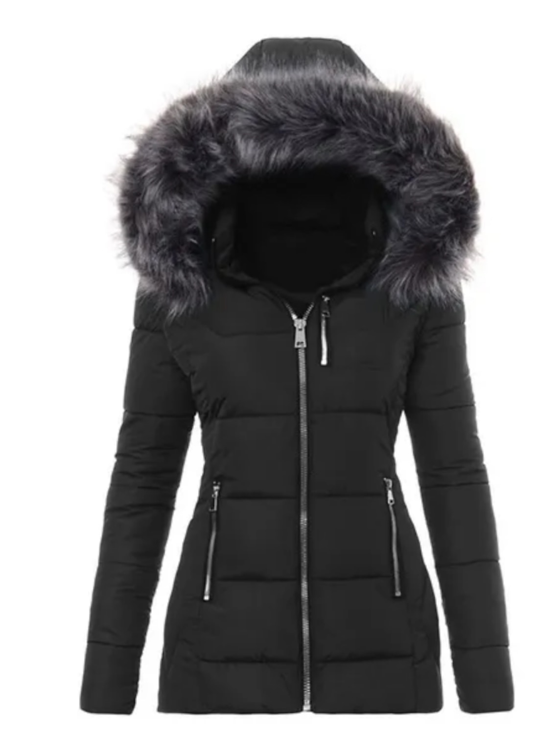 Women's Puffer Jacket Winter Jacket Winter Coat Comfortable Casual Daily Casual Daily Weekend Fur Collar Fleece Lined Zipper Hoodie Daily Comtemporary Stylish Simple Solid Color Regular Fit Outerwear
