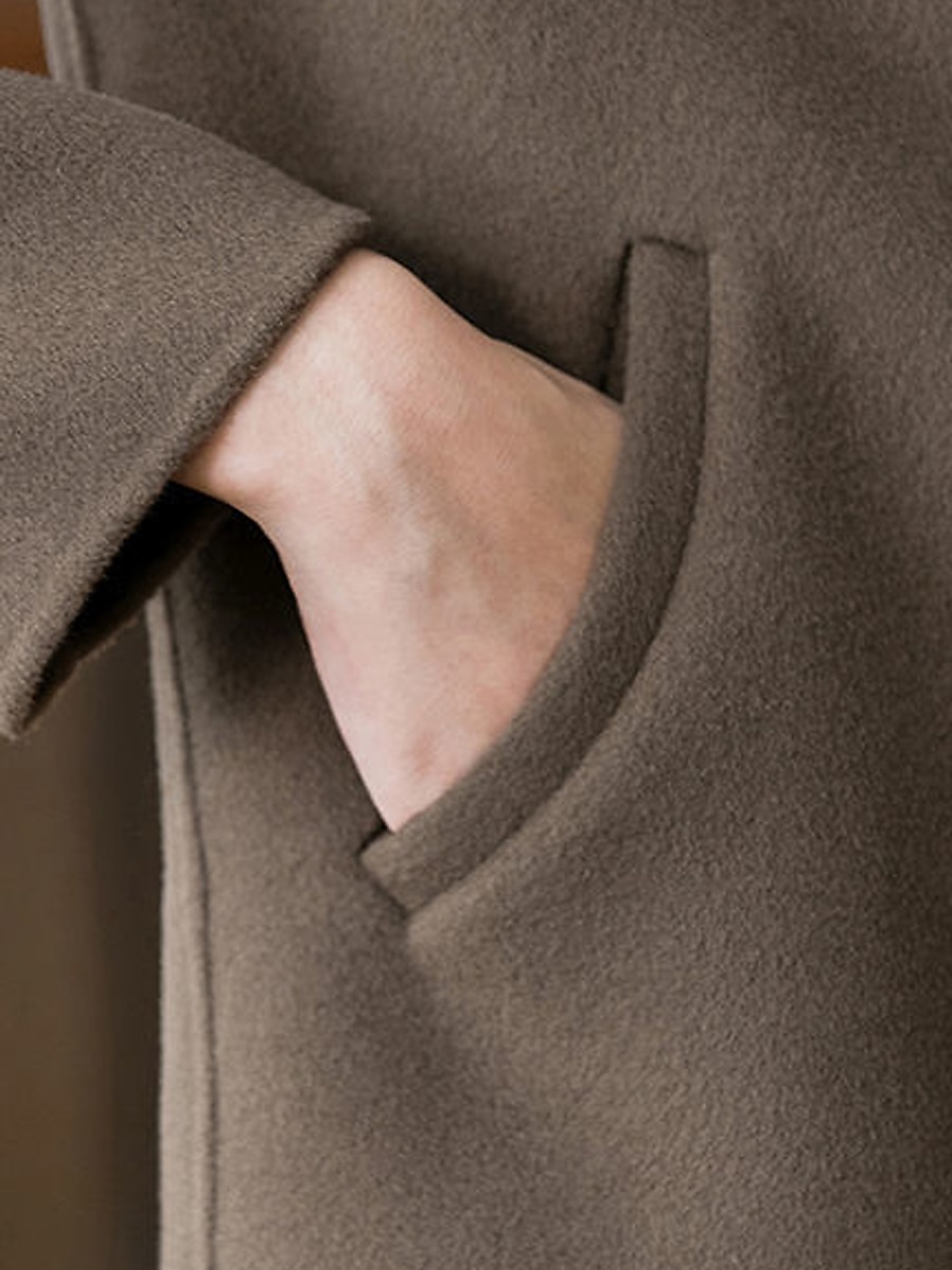 Women's Coat Winter Short Coat Fall Warm Notch Lapel Wool Coat Windproof Pea Coat with Pockets Loose Fit Modern Style Casual Trendy Jacket Long Sleeve