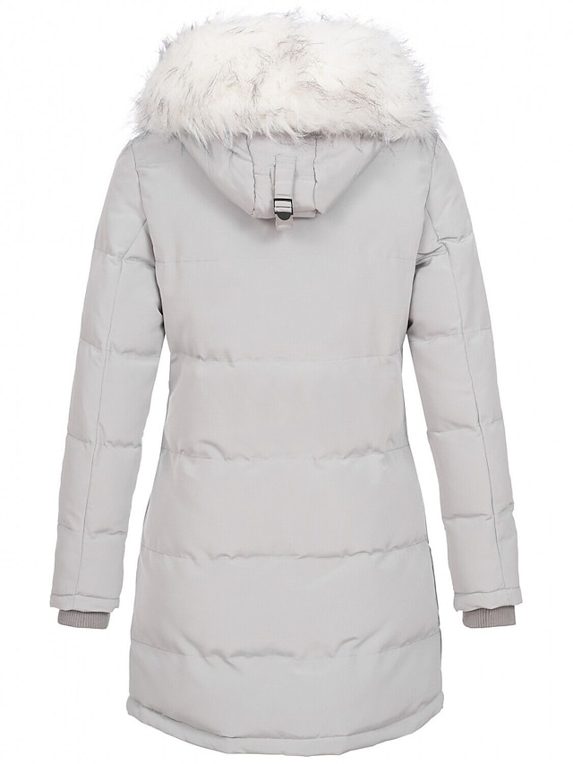 Women's Puffer Jacket Winter Jacket Winter Coat Hoodie Jacket Outdoor Daily WorkWear Fall Winter Long Coat Slim Work Elegant & Luxurious Jacket Long Sleeve