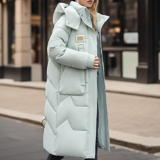 Women's Puffer Jacket Hiking Jacket Hiking Windbreaker Winter Outdoor Thermal Warm Windproof Outerwear Winter Jacket Full Length Visible Zipper Fishing Camping / Hiking / Caving Traveling