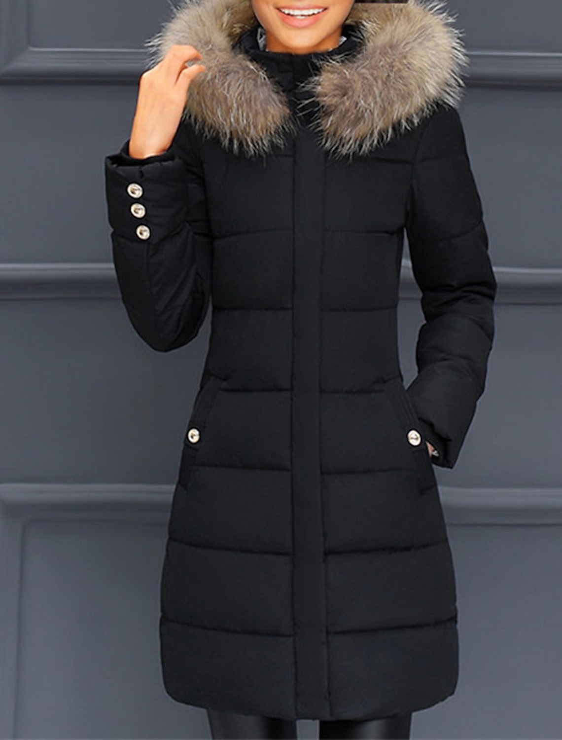Women's Puffer Jacket Winter Jacket Winter Coat Street Daily Valentine's Day Fall Winter Long Coat Stand Collar Regular Fit Warm Casual Jacket Long Sleeve Plain Fur Trim Pocket