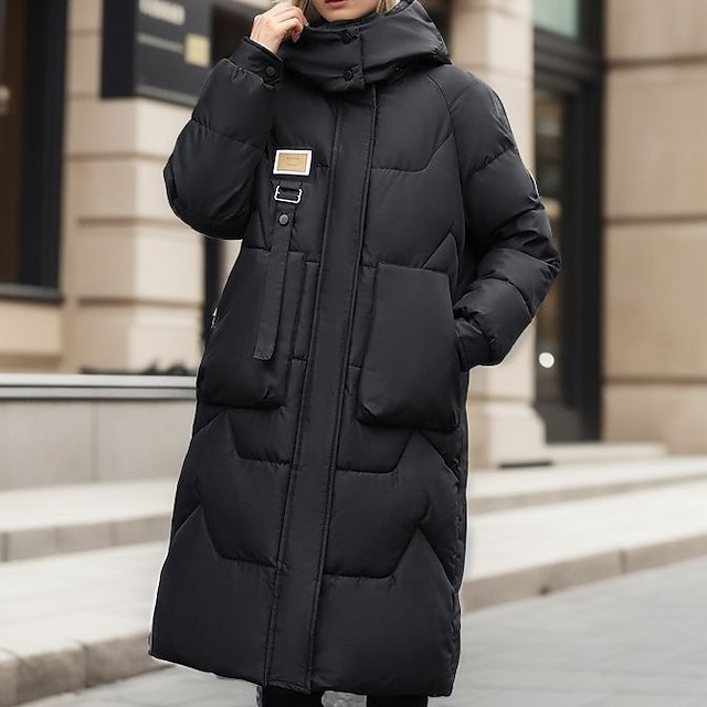 Women's Puffer Jacket Hiking Jacket Hiking Windbreaker Winter Outdoor Thermal Warm Windproof Outerwear Winter Jacket Full Length Visible Zipper Fishing Camping / Hiking / Caving Traveling