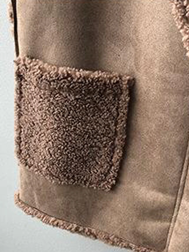 Women's Shearling Vest Fleece Teddy Vest Reversible Sherpa Jacket Winter Coat Warm Windproof Gilet Zipper Fleece Lined Sleeveless Jacket Outerwear Fall Black Coffee