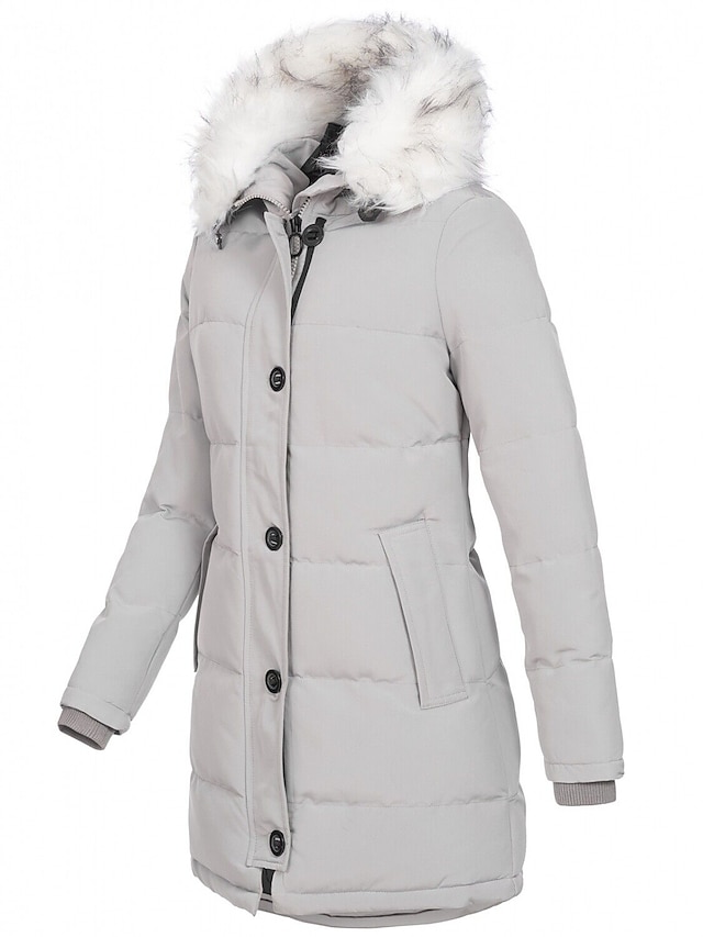 Women's Puffer Jacket Winter Jacket Winter Coat Hoodie Jacket Outdoor Daily WorkWear Fall Winter Long Coat Slim Work Elegant & Luxurious Jacket Long Sleeve