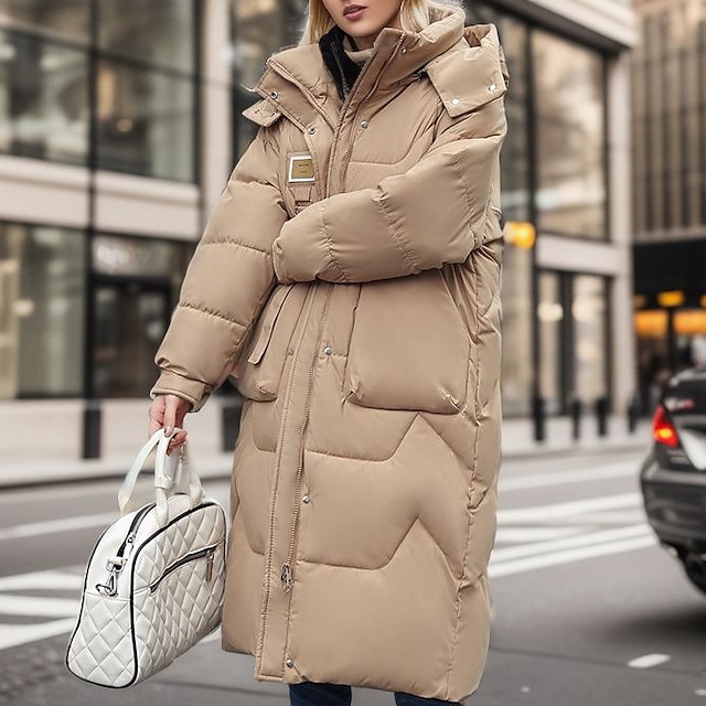 Women's Puffer Jacket Hiking Jacket Hiking Windbreaker Winter Outdoor Thermal Warm Windproof Outerwear Winter Jacket Full Length Visible Zipper Fishing Camping / Hiking / Caving Traveling