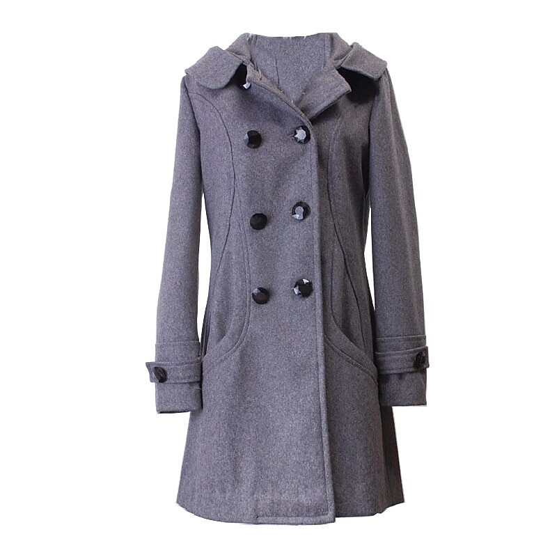 Women's Coat Long Pocket Button Winter Plus Size Coat Keep Warm Black Gray Elegant & Luxurious Daily Fall Hooded Regular Fit