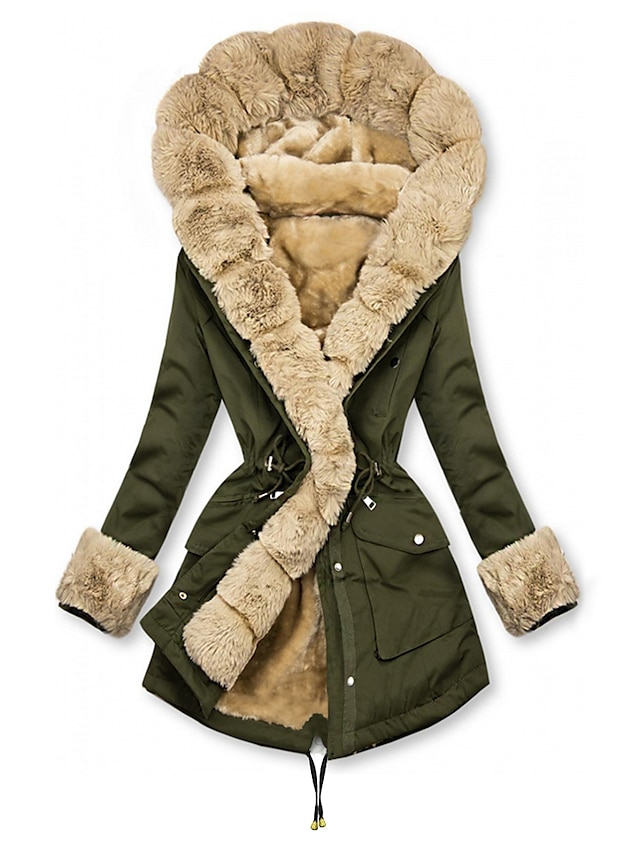 Women's Parka Puffer Jacket Thermal Warm Heated Coat Fleece Lined Winter Coat Windproof Outdoor Zip up Hooded Heated Coat