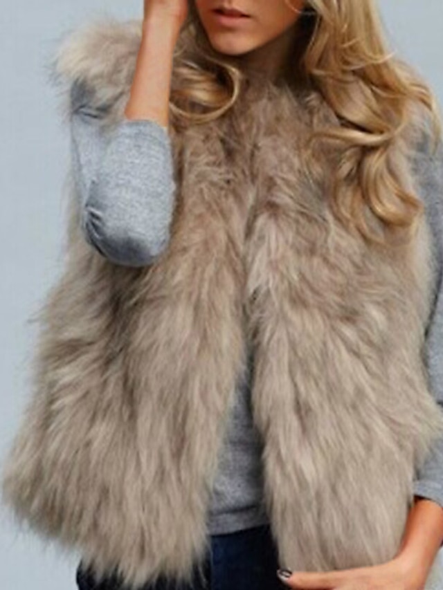 Women's Vest Wedding Daily Weekend Winter Regular Coat V Neck Regular Fit Jacket Sleeveless