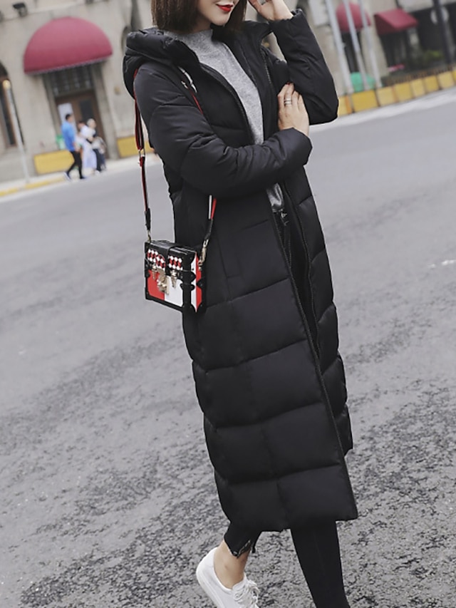 Women's Puffer Jacket Parka Outdoor Street Daily Winter Fall Long Coat Regular Fit Warm Breathable Jacket Long Sleeve