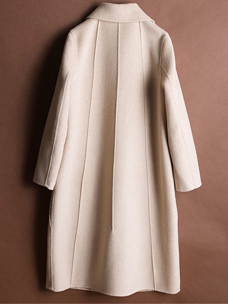 Women's Coat Warm Breathable Outdoor Street Shopping Daily Wear with Pockets Single Breasted Turndown Fashion Modern Casual Street Style Solid Color Regular Fit Outerwear Long Sleeve