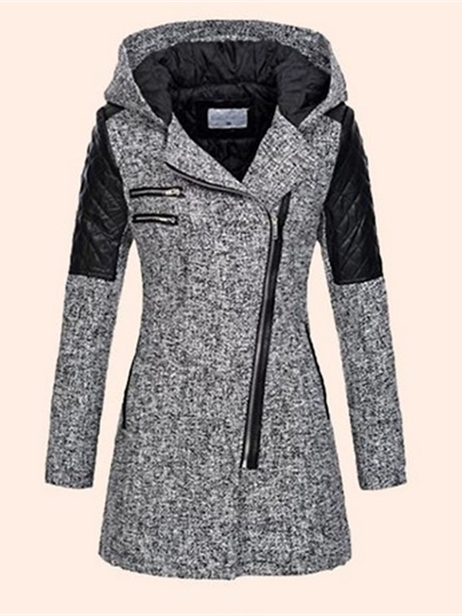 Women's Coat Windproof Warm Outdoor Street Daily Wear Going out Zipper Pocket Zipper Hoodie Fashion Modern Casual Minimalism Plain Regular Fit Outerwear Long Sleeve